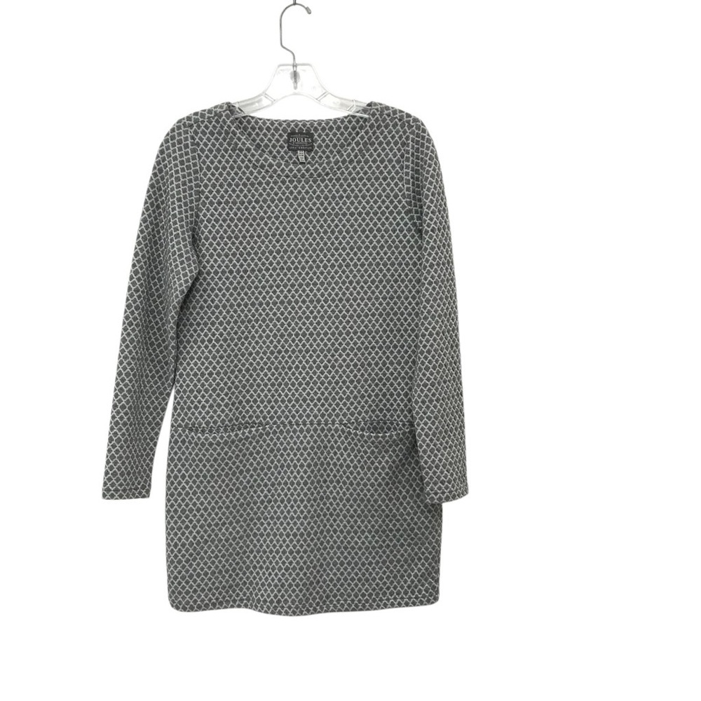 Joules Monochrome Geometric Dress Perfect 2 Pocket Quilted Grey Dress Size 4